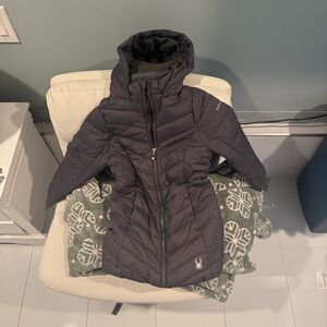 Spyder Women's Dark Gray Hooded Ski Jacket